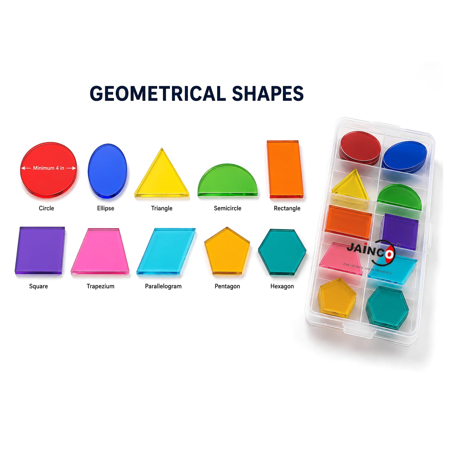 Geometrical Shapes (Circle, Ellipse, triangle, Semi circle, rectangle, Square, trapezium, Parallelogram, Pentagon, hexagon)